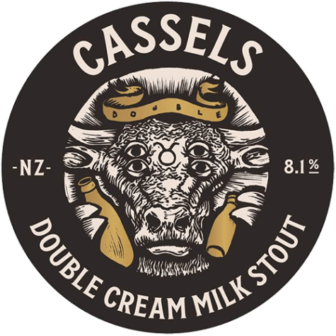 Double Cream Milk Stout beer tap badge - Cassels Craft Beer