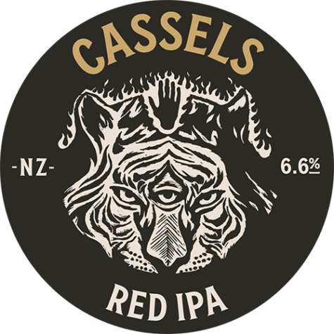 Red IPA tap beer badge - Cassels Craft Beer