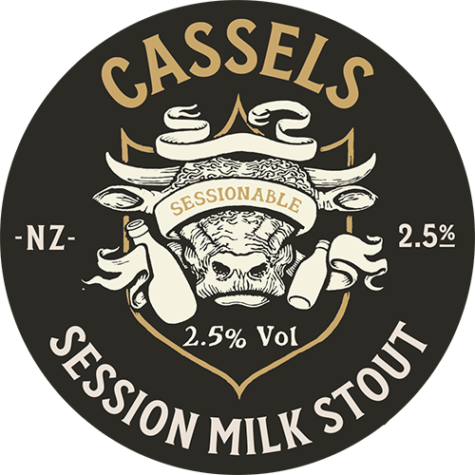 Session Milk Stout tap badge - Cassels Craft Beer NZ